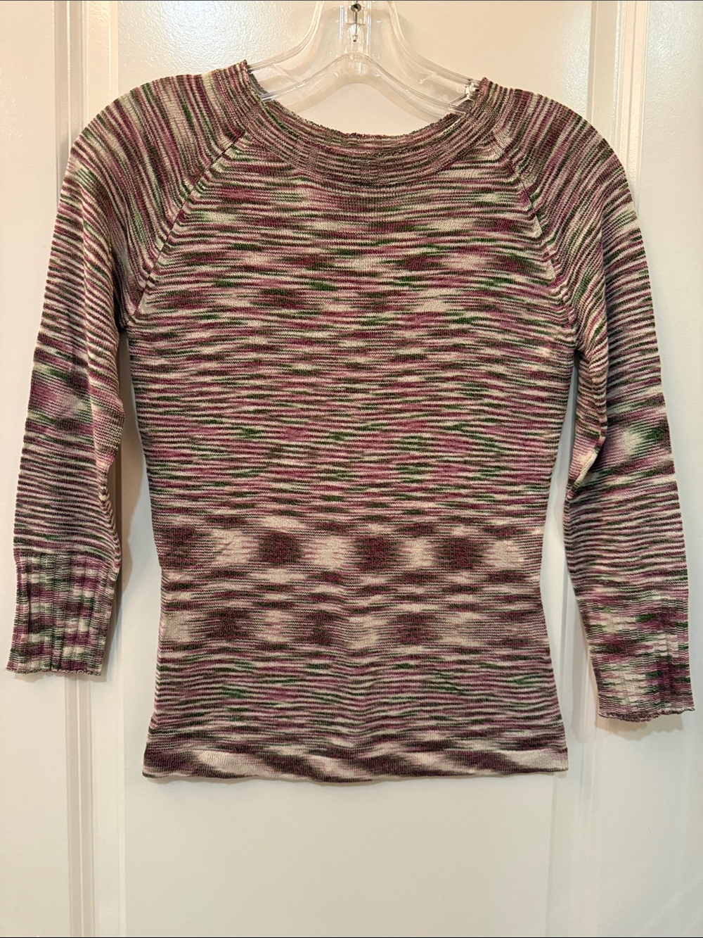 Y2K Vintage Parallel Multicolor Striped Crewneck Lightweight Knit Top Small NEW